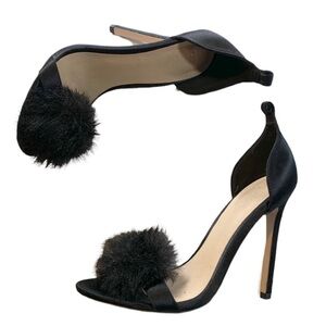 asos | Black Faux Fur High Heel Sandals Size 4
